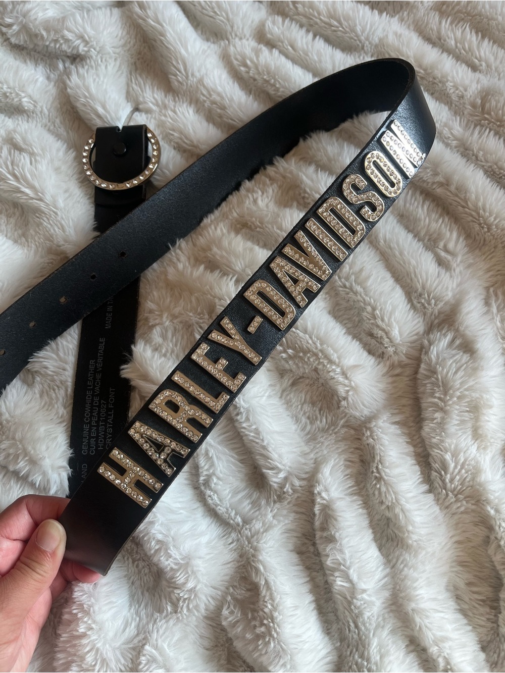 Harley-Davidson Black Belt with Crystal Logo Accents XL